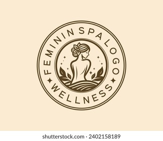 luxury feminine spa logo. This wellness-inspired design exudes sophistication and tranquility, making it the perfect symbol for beauty, relaxation, and holistic well-being.