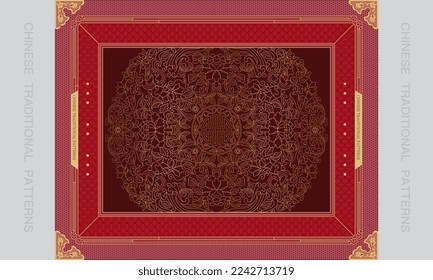 Luxury festival card decorative art design vector. Pattern, phoenix, continuous, vine phoenix line art on red background. Design illustration of cover, greeting card, print, background, poster and wal