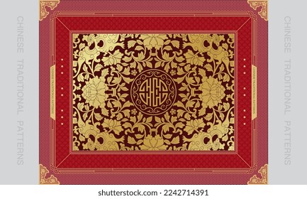 Luxury festival card decorative art design vector. Pattern, phoenix, continuous, vine phoenix line art on red background. Design illustration of cover, greeting card, print, background, poster and wal