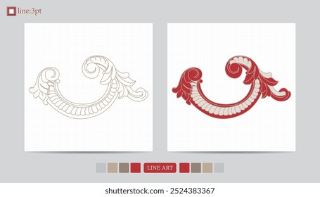 Luxury festival card decorative art design vector. Pattern, phoenix, continuous, vine phoenix line art on red background. Design illustration of cover, greeting card, print, background