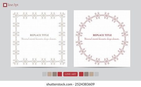 Luxury festival card decorative art design vector. Pattern, phoenix, continuous, vine phoenix line art on red background. Design illustration of cover, greeting card, print, background