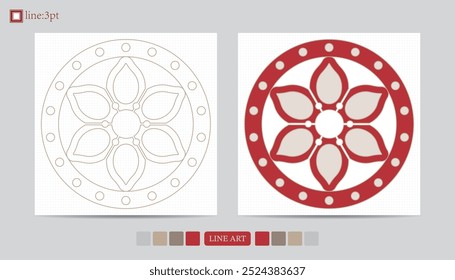Luxury festival card decorative art design vector. Pattern, phoenix, continuous, vine phoenix line art on red background. Design illustration of cover, greeting card, print, background