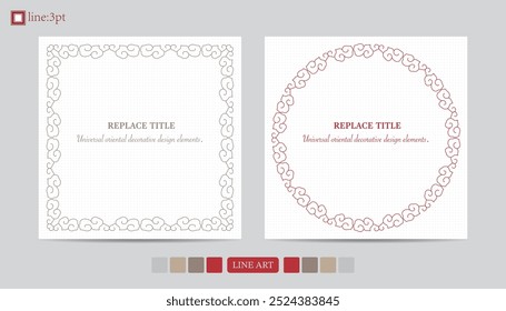 Luxury festival card decorative art design vector. Pattern, phoenix, continuous, vine phoenix line art on red background. Design illustration of cover, greeting card, print, background