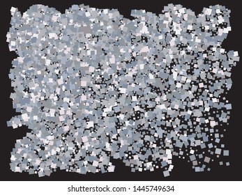 Luxury festive abstract squares.  Geometric element of design. Vector illustration art. Silver bright shiny chaotic texture for celebrations and holidays.
