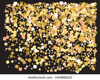 Luxury festive abstract squares.  Vector illustration space. Vibrant element for your design. Gold bright shiny chaotic texture for celebrations and holidays.
