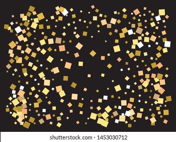 Luxury festive abstract squares.  Vector illustration space. Vibrant element for your design. Gold bright shiny chaotic texture for celebrations and holidays.