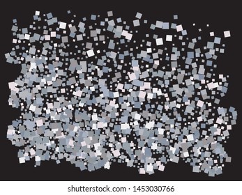 Luxury festive abstract squares.  Vector illustration backdrop. Fashionable element of design. Silver bright shiny chaotic texture for celebrations and holidays.