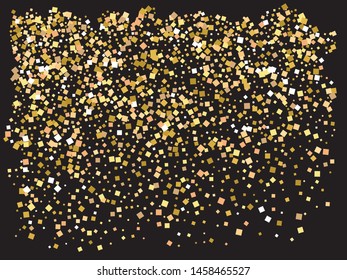 Luxury festive abstract squares.  Vector illustration backdrop. Fashionable element for your design. Gold bright shiny chaotic texture for celebrations and holidays.