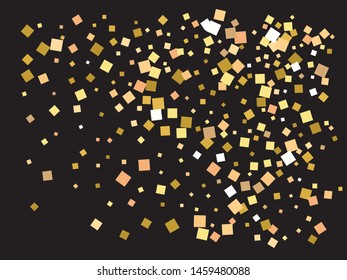 Luxury festive abstract squares.  Vector illustration object. New element for your design. Gold bright shiny chaotic texture for celebrations and holidays.