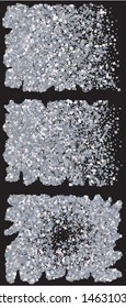 Luxury festive abstract squares.  Vector illustration flyer. Unusual set for design. Silver bright shiny chaotic texture for celebrations and holidays.