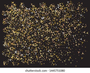 Luxury festive abstract stars.  Decorative glitter design's elements. Vector illustration theme. Gold bright modern chaotic texture for celebrations and holidays.