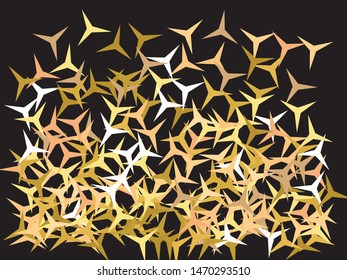Luxury festive abstract stars.  Random glitter design's elements. Vector illustration layout. Gold bright modern chaotic texture for celebrations and holidays.