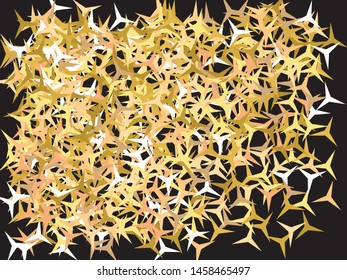 Luxury festive abstract stars.  Vector illustration effect. Decorative glitter design's elements. Gold bright modern chaotic texture for celebrations and holidays.