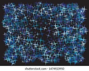 Luxury festive abstract stars.  Vintage glitter design's elements. Vector illustration effect. Blue bright modern chaotic texture for celebrations and holidays.