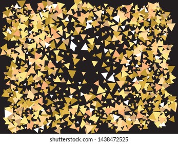 Luxury festive abstract triangles.  Decorative design's elements. Vector illustration object. Gold bright modern chaotic texture for celebrations and holidays.