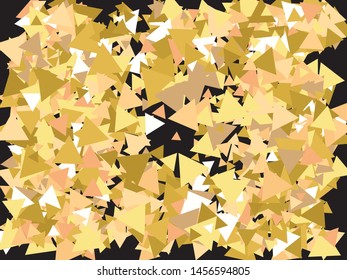 Luxury festive abstract triangles.  Fresh design's elements. Vector illustration object. Gold bright modern chaotic texture for celebrations and holidays.