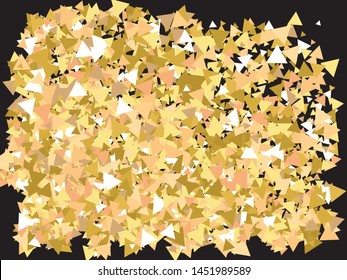 Luxury festive abstract triangles.  Vector illustration object. Stylish design's elements. Gold bright modern chaotic texture for celebrations and holidays.