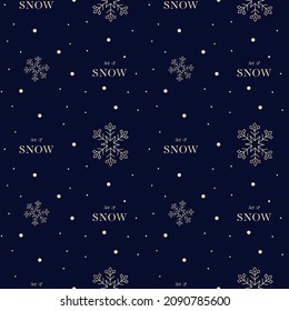 Luxury festive background with golden snowflake, bows and Christmas trees on stylish blue background. Ornament for gift wrapping paper, fabric, clothing, textiles, surface textures.