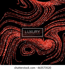 Luxury festive background with shiny red ruby glitters. Vector illustration of red glittering swirled stripes texture