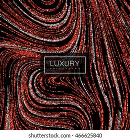 Luxury festive background with shiny red ruby and silver glitters. Vector illustration of red glittering swirled stripes texture