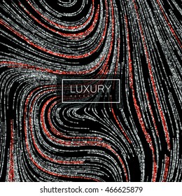 Luxury festive background with shiny red ruby and silver glitters. Vector illustration of red glittering swirled stripes texture