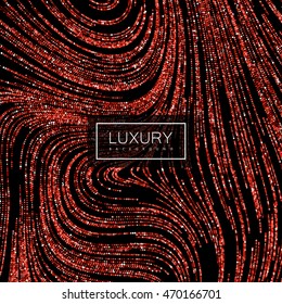 Luxury festive background with shiny red ruby glitters. Vector illustration of red glittering swirled texture