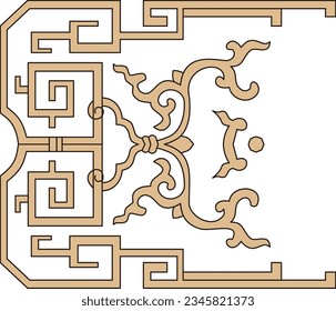 Luxury festive Chinese oriental traditional culture premium classical decoration red gold line art design vector illustration. Covers, greeting cards, logos, packaging, posters, backgrounds -Greeting 