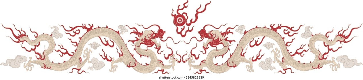 Luxury festive Chinese oriental traditional culture premium classical decoration red gold line art design vector illustration. Covers, greeting cards, logos, packaging, posters, backgrounds -Greeting