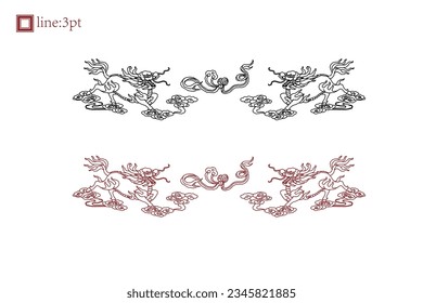 Luxury festive Chinese oriental traditional culture premium classical decoration red gold line art design vector illustration. Covers, greeting cards, logos, packaging, posters, backgrounds -Greeting