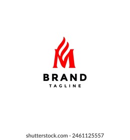 Luxury Fiery Letter M Logo Design. Initial Letter M With Fire Symbol Above It Logo Design.