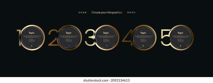 Luxury Five Numbers Circle Of Infographic Design Template With Options Icons Numbers Concept Designs