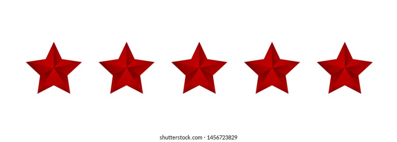 luxury five stars red gradient rating icon vector