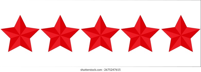 Vector de icono de calificación de gradiente rojo de cinco estrellas