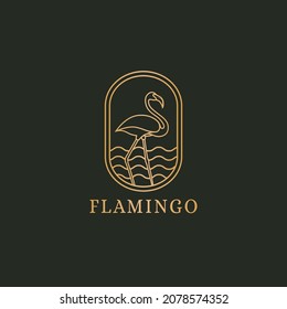 Luxury Flamingo bird simple logo design
