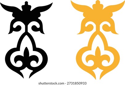 Ornamento heráldico de lujo de la flor de Lis con el águila, Ilustración vectorial decorativa elegante del símbolo del negro y del oro