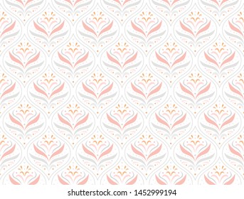 
Luxury floral art deco seamless pattern. Abstract leaf vector background. Geometric damask texture.