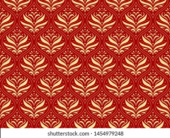 
Luxury floral art deco seamless pattern. Abstract leaf vector background. Geometric damask texture.