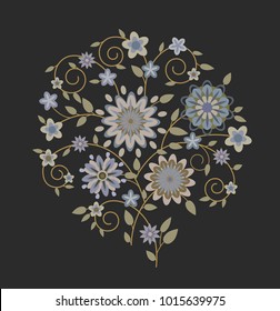 Luxury floral background for banners or greeting cards. Flower pattern in the circle.