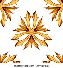 Luxury floral background. Ornamental seamless pattern. Vector elegant backdrop. Gold design element isolated on white. Vector decoration for wallpaper, textile or fabric, cards and invitations.