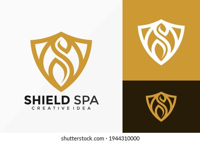 Luxury Floral Beauty Shield Spa Logo, Vector Design. Abstract design emblem logo concept, logotype element for template.