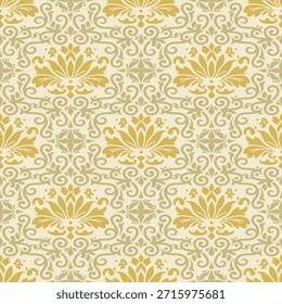 Fondo de Vector sin fisuras con detalles ornamentados del patrón del damasco, creando un ideal decorativo elegante para las materias textiles, azulejo, Fondos de pantalla, empaquetado