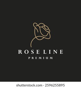 Luxury Floral Emblem Icon Symbol with Roses Line logo