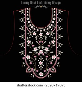 Ilustración vectorial de diseño de bordado floral de lujo