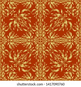 Luxury floral frames and ornate decor. Seamless pattern in Victorian style on a background. Vector golden elements for vignettes and borders or design template.