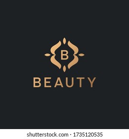 Luxury floral letter B logo for boutique, beauty store, jewelry, health care, natural cosmetics, spa, hotel. Abstract leaf logo. Premium flavor, aroma icon.