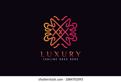 Luxury Floral Logo Design. Elegant Symbol with Geometric Modern Line Combinations. Usable For Business, Community, Foundation, Services, Company. Vector Logo Design Illustration.