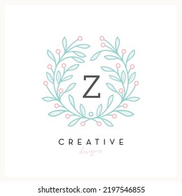 Luxury floral logo design letter Z for Beauty Cosmetic business