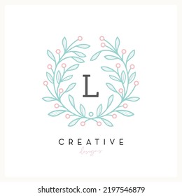 Luxury floral logo design letter L for Beauty Cosmetic business