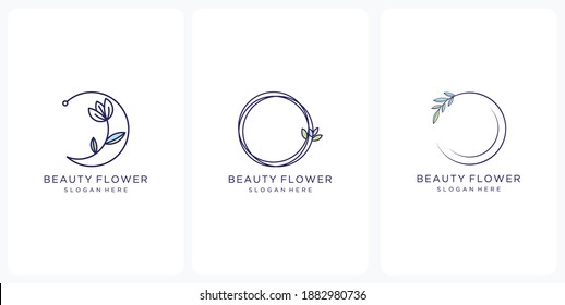 Luxury floral logo design template