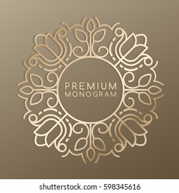 Luxury Floral Monogram Logo Design : Vector Illustration